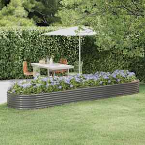 Visoka greda iz cinkanega jekla 396x100x36 cm siva