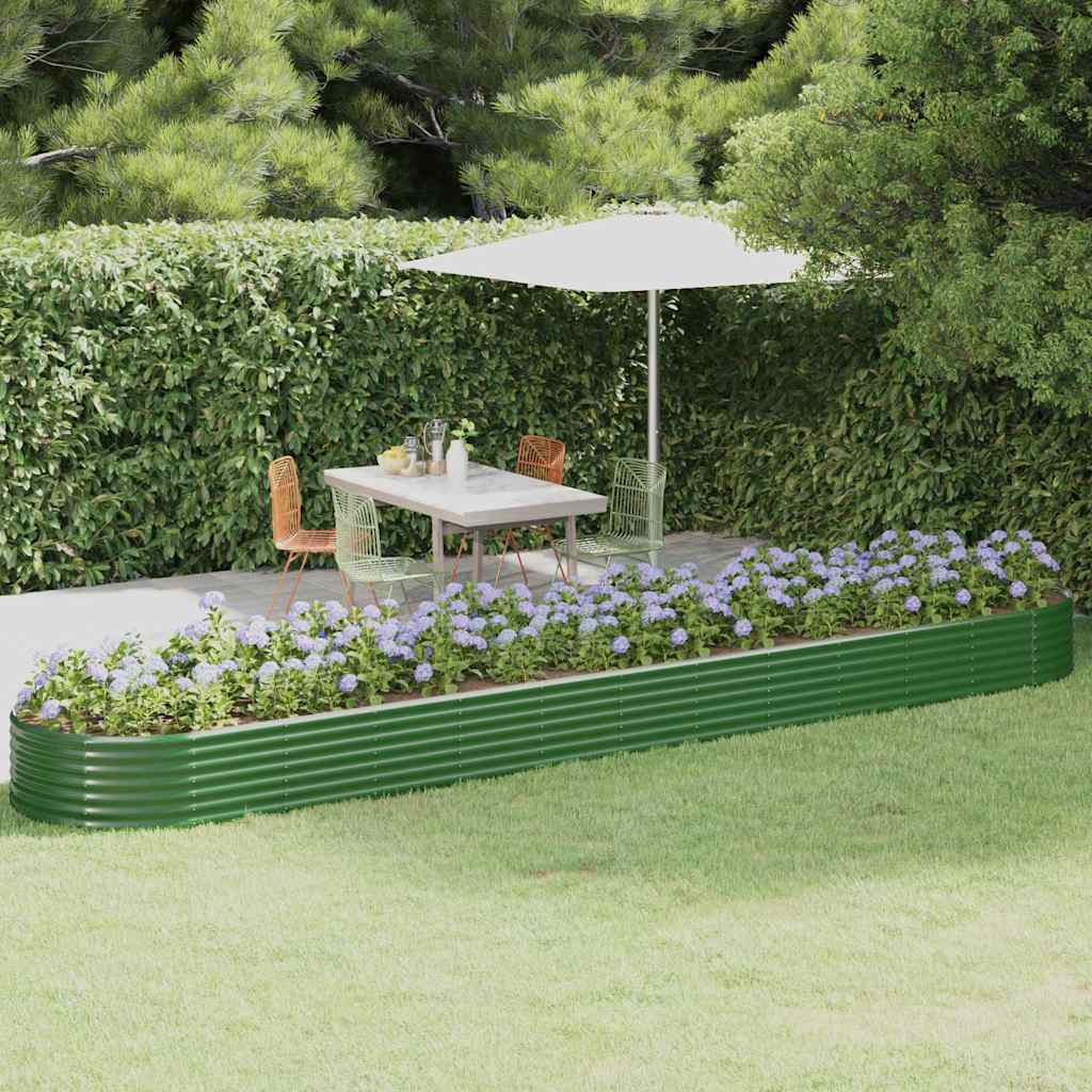 vidaXL plantekasse 507x100x36 cm galvaniseret stål grøn