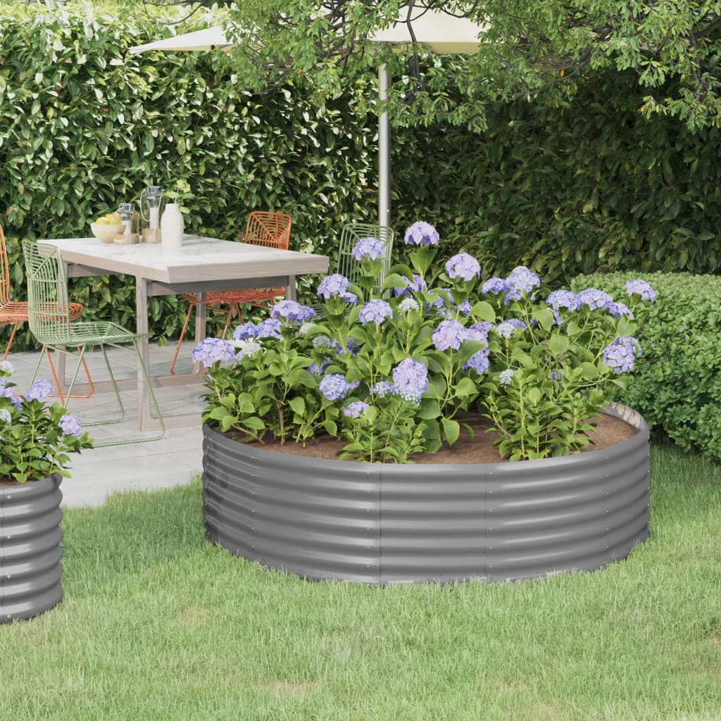 vidaXL Lit surélevé de jardin Acier enduit de poudre 140x140x36cm gris