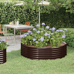 Visoka greda iz cinkanega jekla 140x140x36 cm rjava