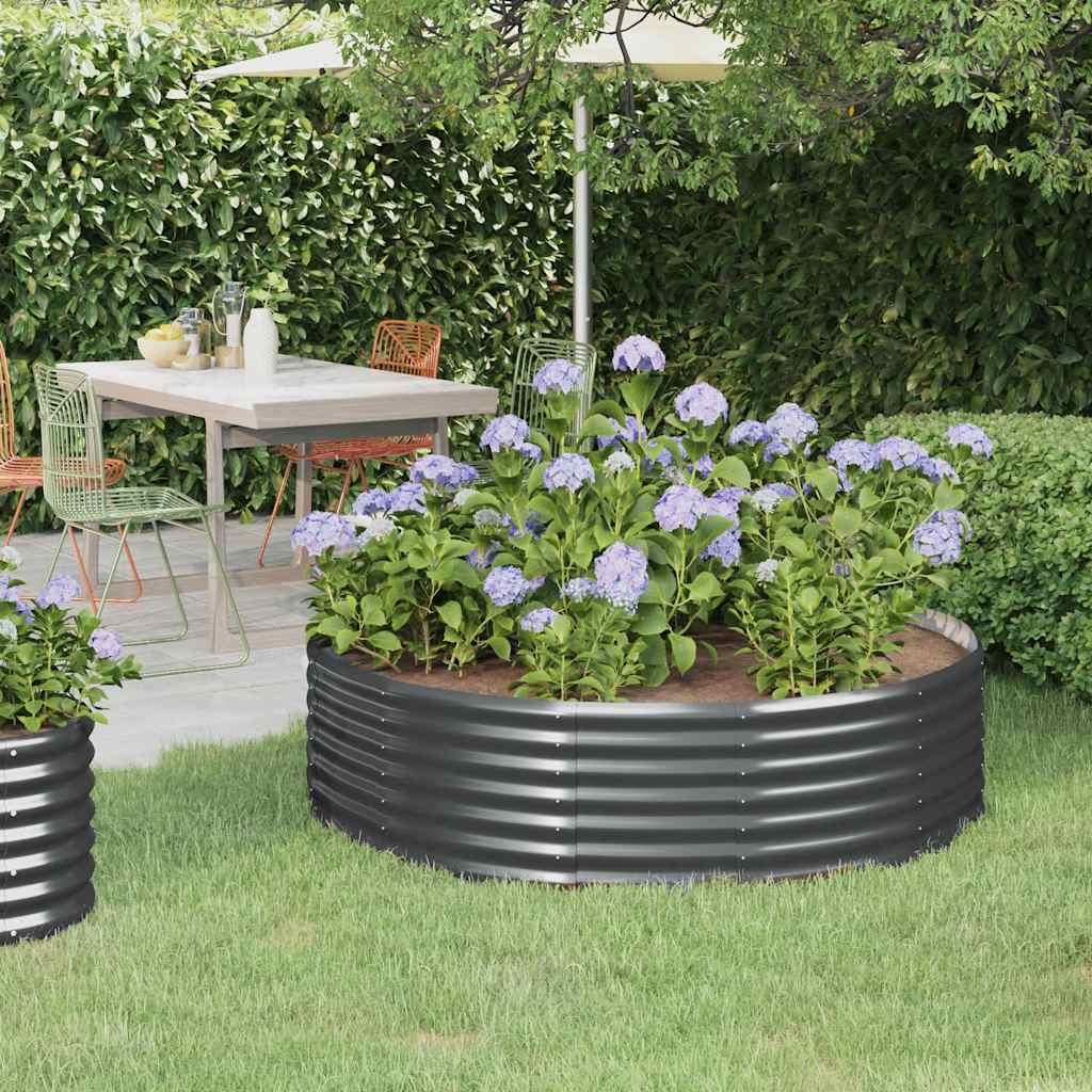 vidaXL Jardinieră de grădină antracit 140x140x36 cm oțel galvanizat