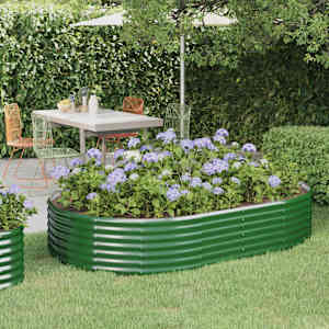 Visoka greda iz cinkanega jekla 214x140x36 cm zelena