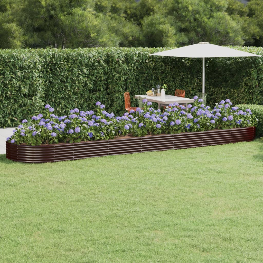 vida XL Hochbeet Pulverbeschichteter Stahl 600x 140x 36 cm Braun