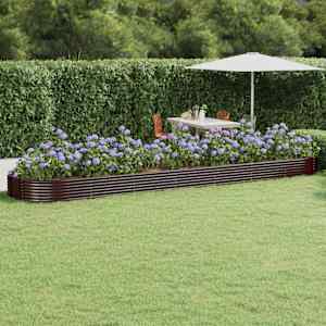 Visoka greda iz cinkanega jekla 600x140x36 cm rjava