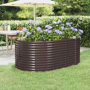 Visoka greda iz prašno premazanega jekla 175x100x68 cm rjava