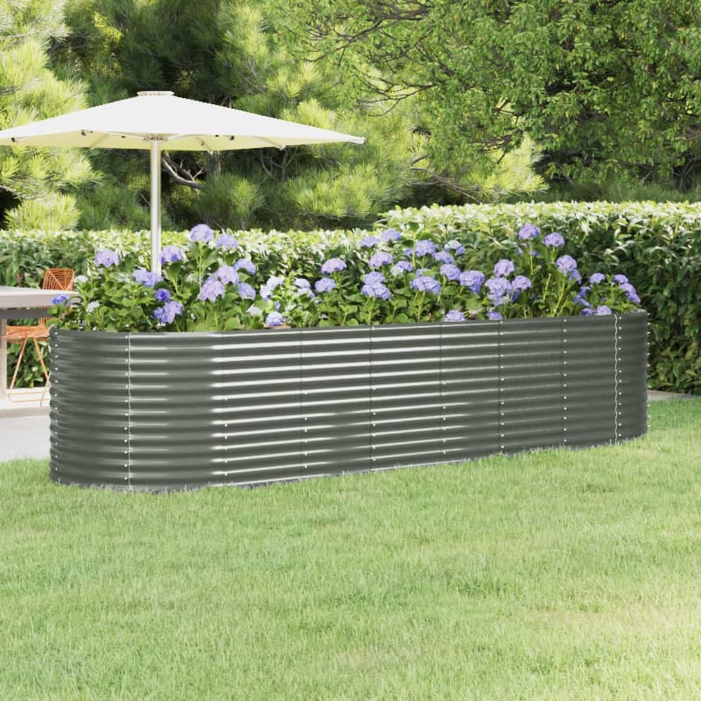 vidaXL Jardinieră grădină gri 322x100x68 cm oțel vopsit electrostatic