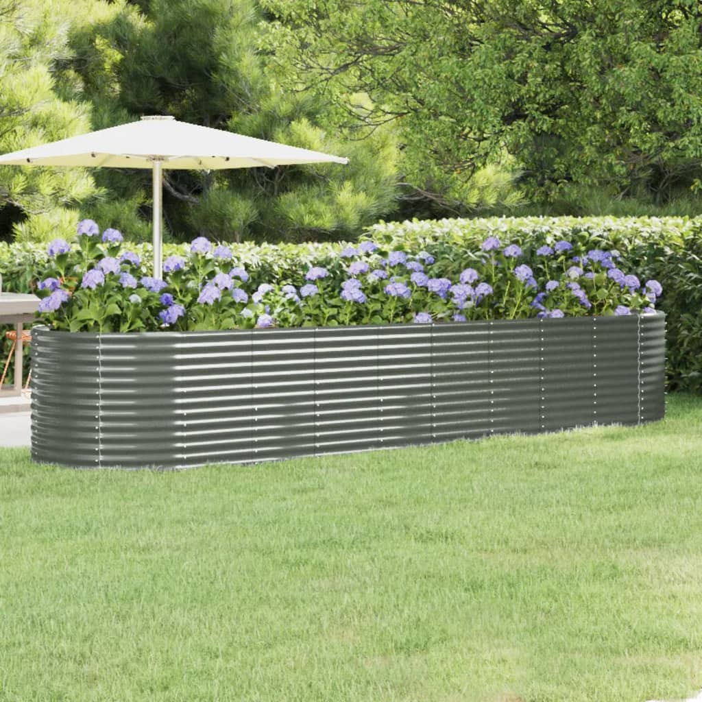 vidaXL Hochbeet Verzinkter Stahl 396x100x68 cm Grau