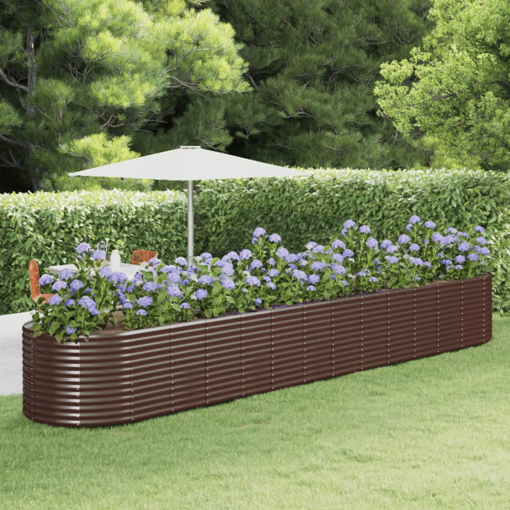vida XL Hochbeet Braun 554x 100x 68 cm Pulverbeschichteter Stahl