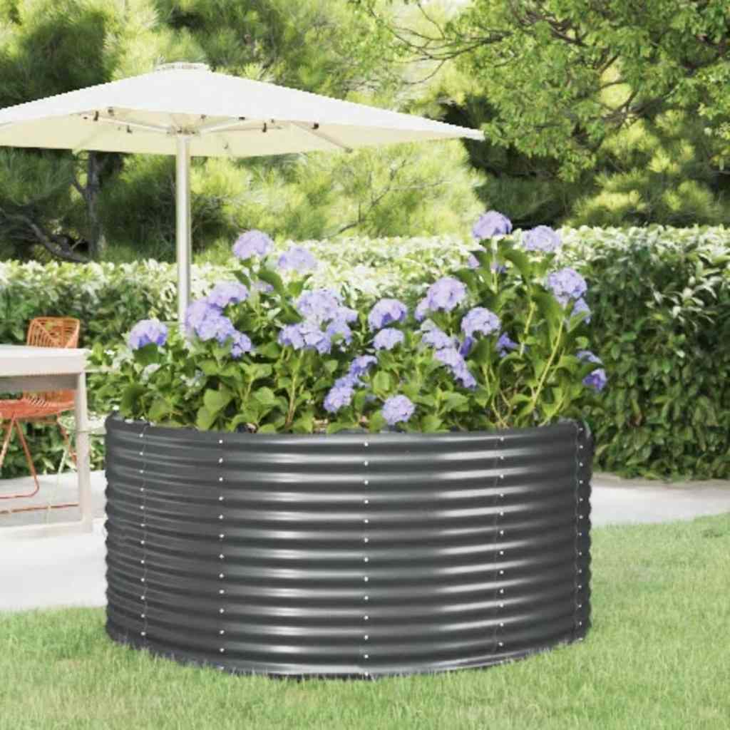 vidaXL Jardinieră, antracit, 140x140x68 cm, oțel galvanizat