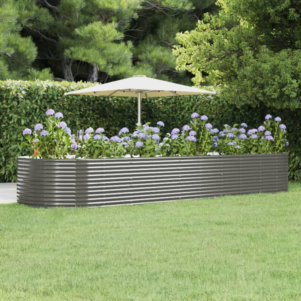 Jardinière Surélevée Ovale En Acier Enduit – 224x80x36 Cm, Anthracite – Lit De Culture Pour Jardin, Terrasse