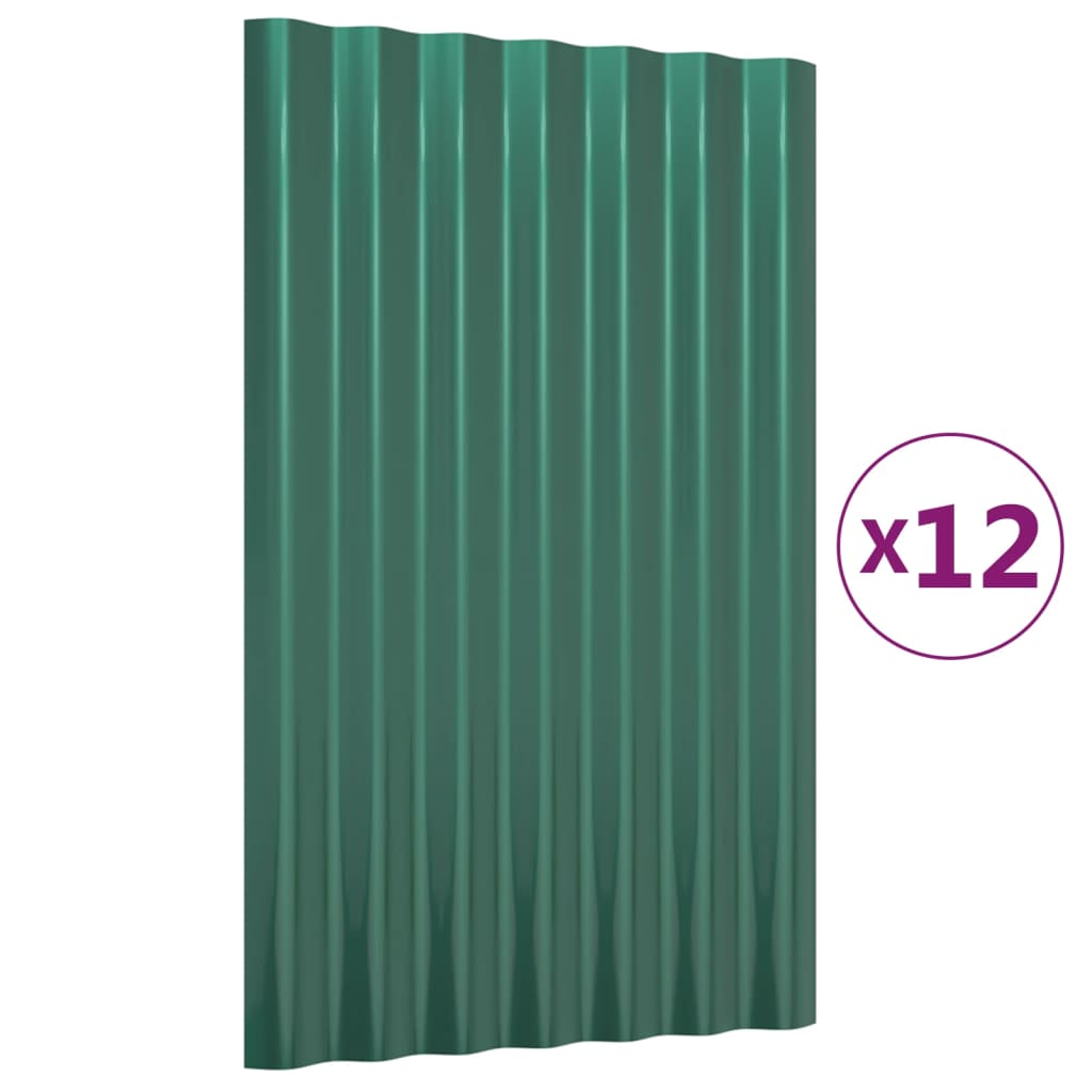 vidaXL Střešní panely 12 ks pozinkovaná ocel zelené 60 x 36 cm