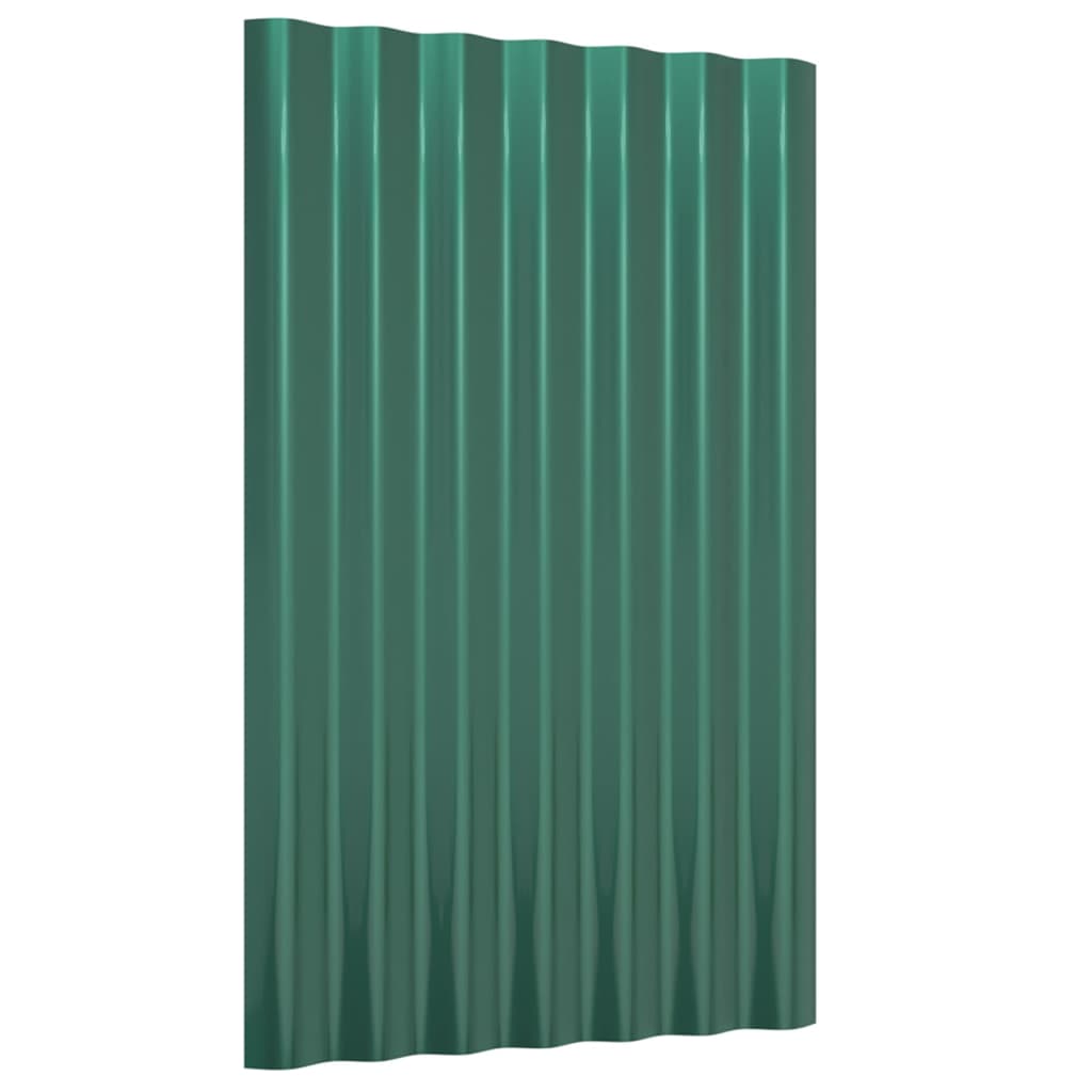 vidaXL tagplader 12 stk. 60x36 cm pulverlakeret stål grøn
