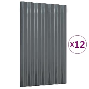 vidaXL katusepaneelid 12 tk galvaniseeritud teras antratsiit 60 x 36 cm