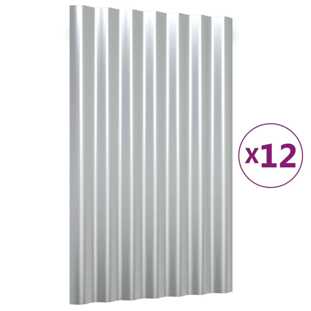 vidaXL Střešní panely 12 ks pozinkovaná ocel stříbrné 60 x 36 cm