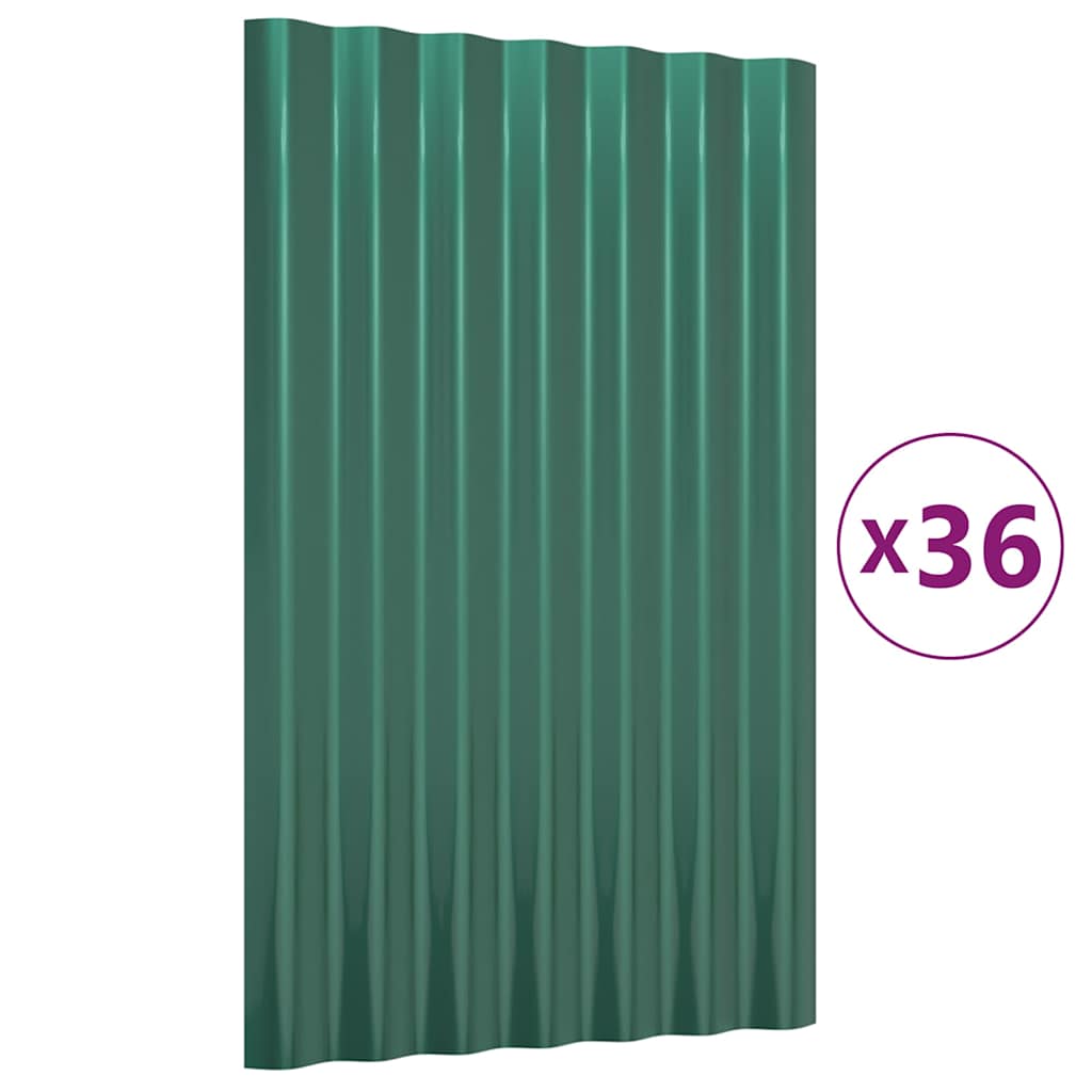vidaXL Střešní panely 36 ks pozinkovaná ocel zelené 60 x 36 cm