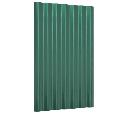 vidaXL Roof Panels 36 pcs Powder-coated Steel Green 60x36 cm