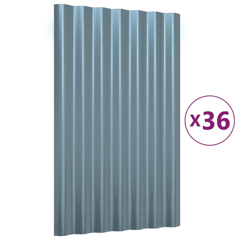 vidaXL Dakpanelen 36 st 60x36 cm gepoedercoat staal grijs
