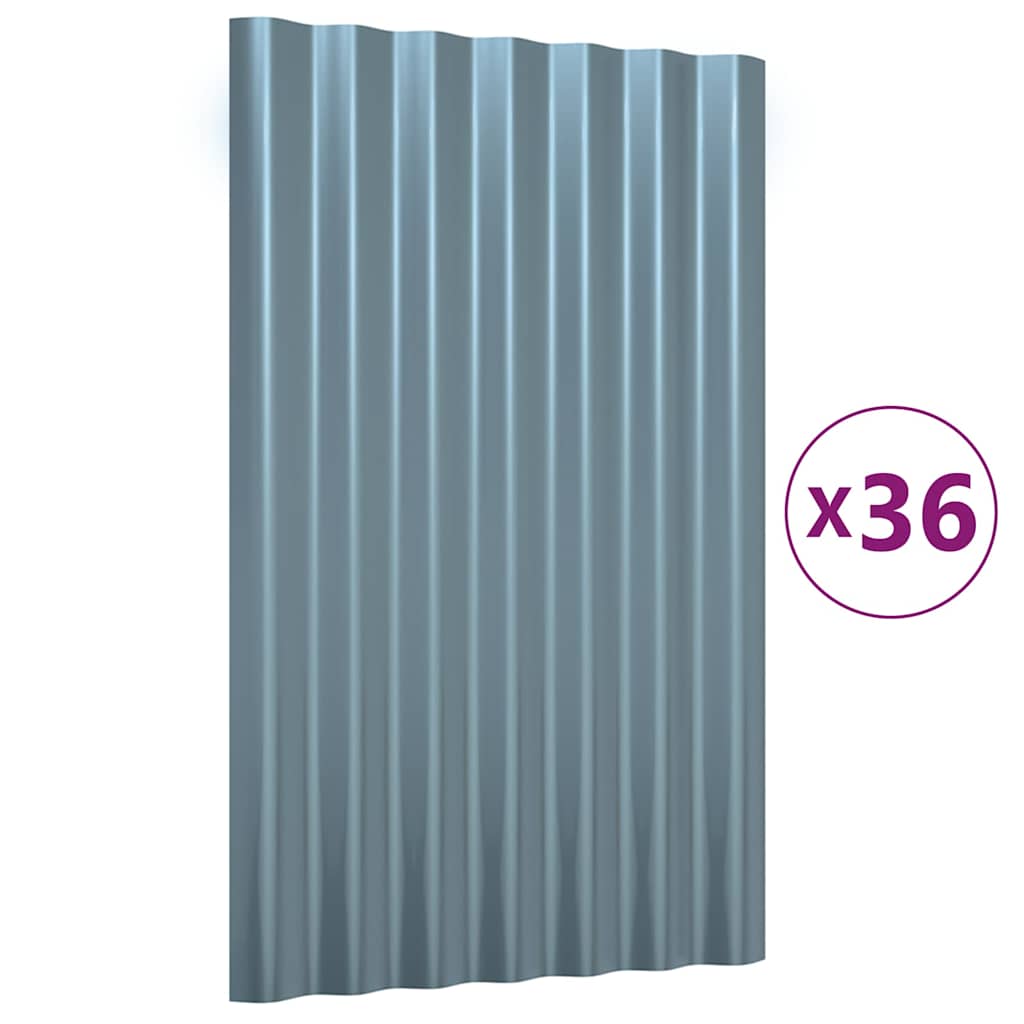 vidaXL Střešní panely 36 ks pozinkovaná ocel šedé 60 x 36 cm