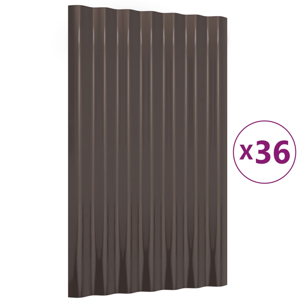 vidaXL Dakpanelen 36 st 60x36 cm gepoedercoat staal bruin