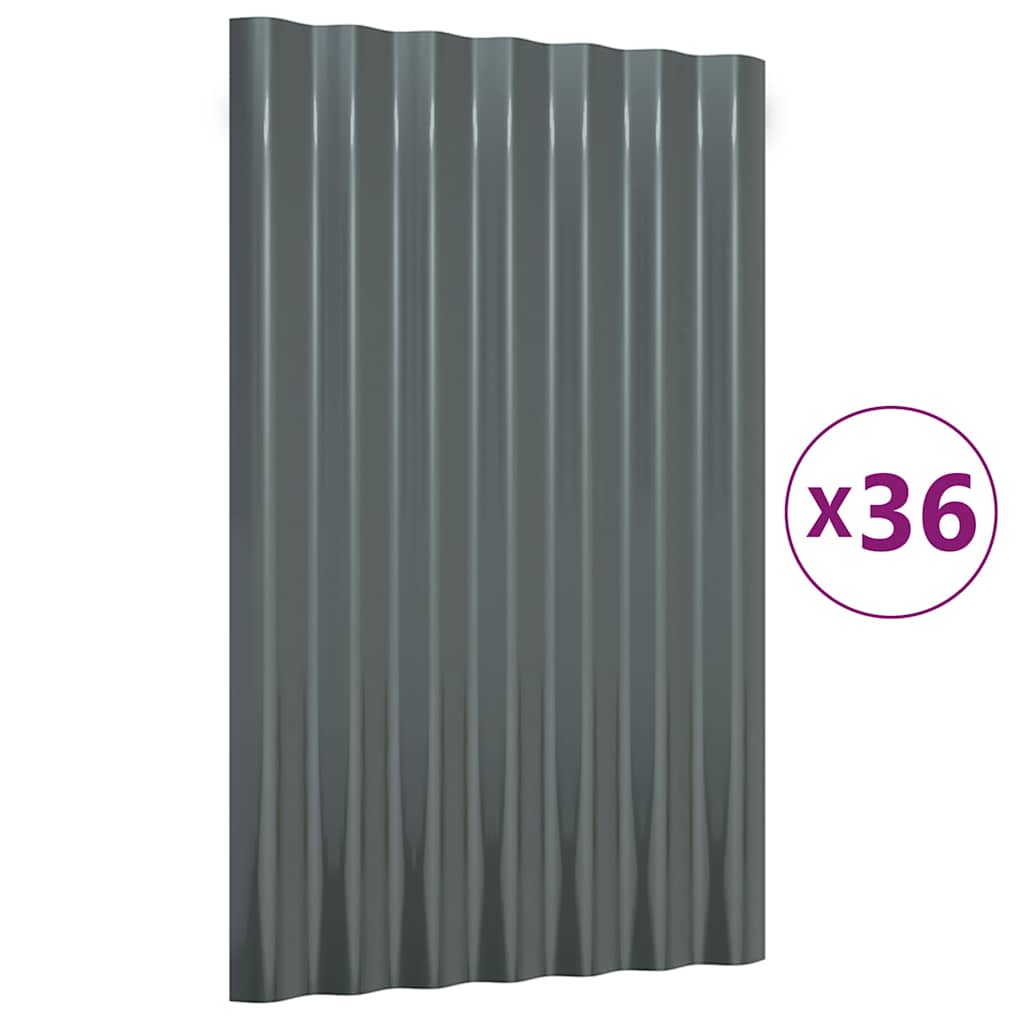 vidaXL Střešní panely 36 ks pozinkovaná ocel antracit 60 x 36 cm