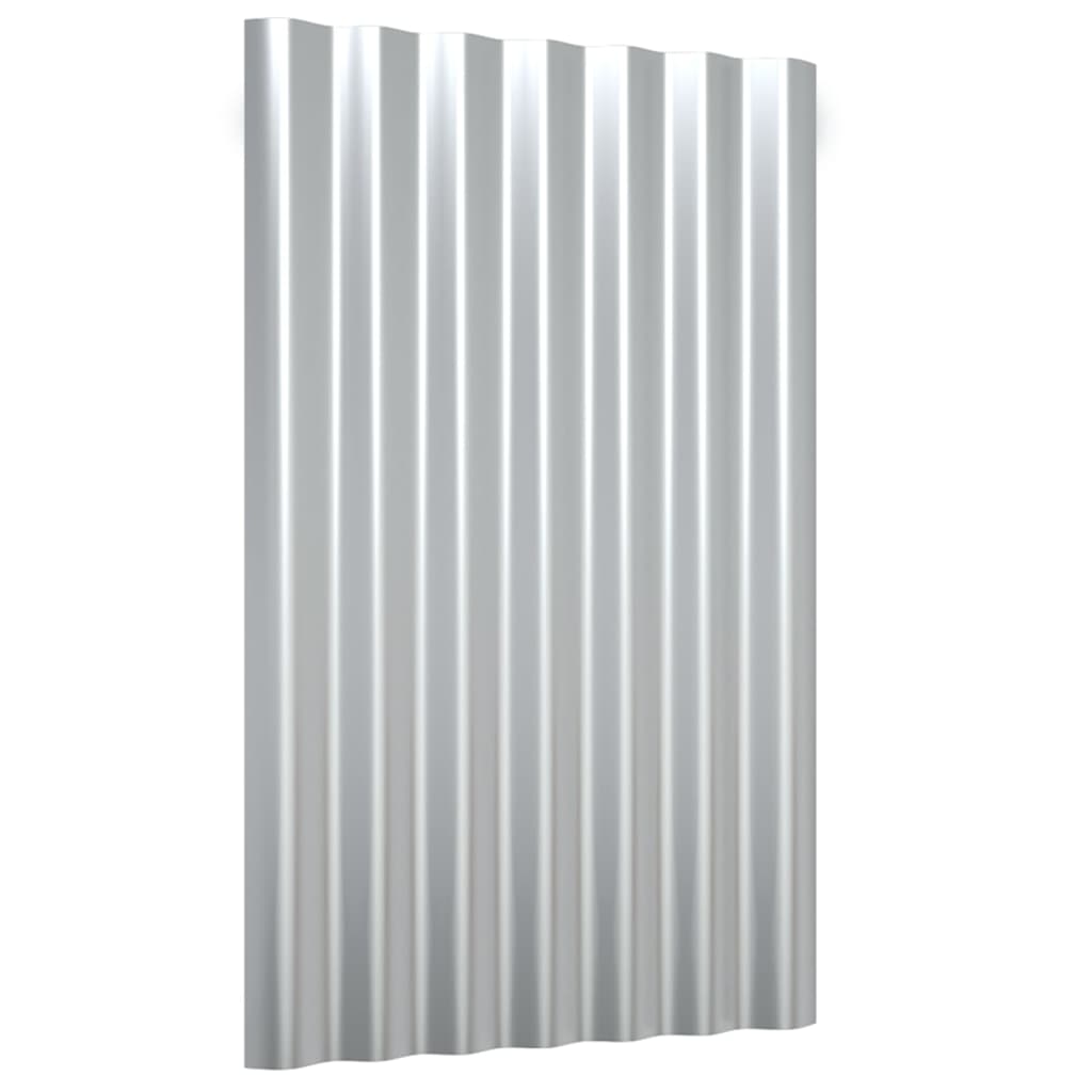 Střešní panely 36 ks práškově lakovaná ocel stříbrné 80 x 36 cm
