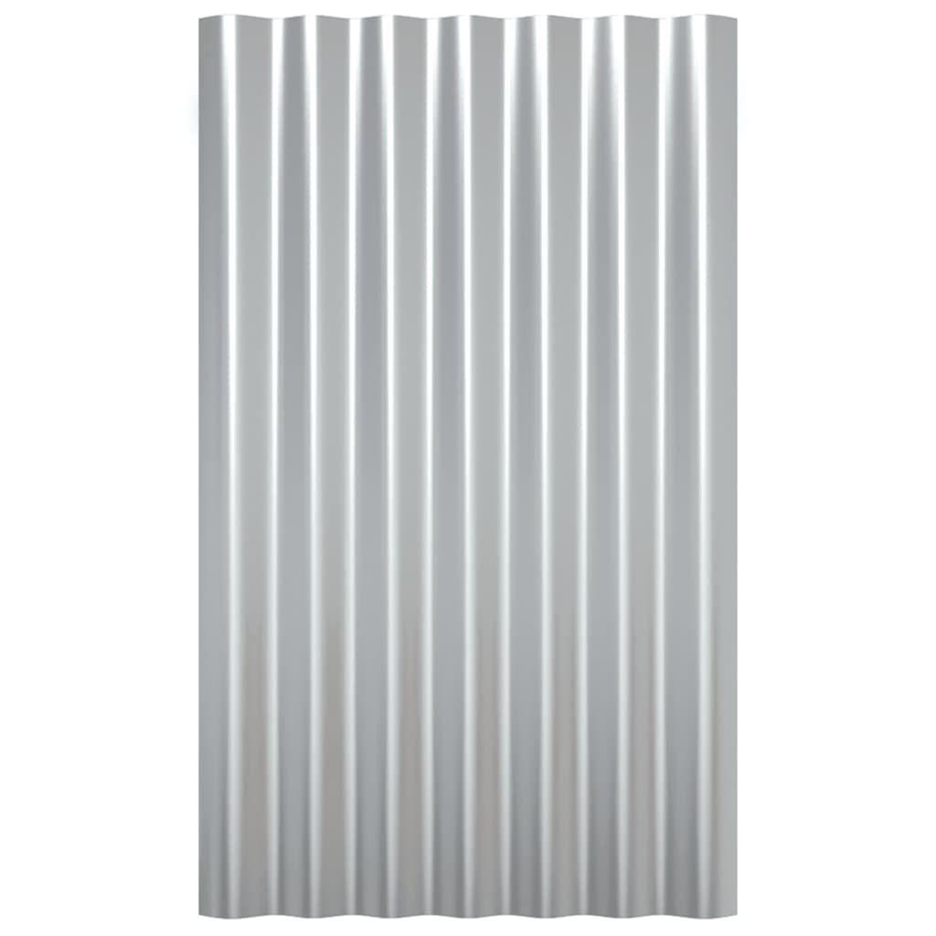 Střešní panely 36 ks práškově lakovaná ocel stříbrné 80 x 36 cm