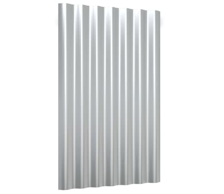 vidaXL Pain&eacute;is de telhado 36 pcs 60x36 cm a&ccedil;o galvanizado prateado