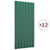 vidaXL katusepaneelid 12 tk, galvaniseeritud teras, roheline, 80x36 cm
