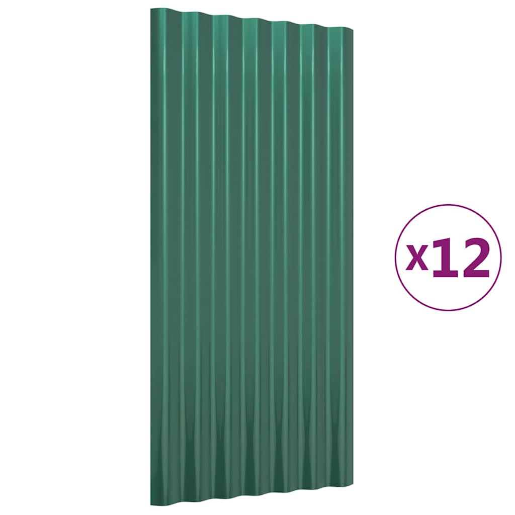 vidaXL Střešní panely 12 ks pozinkovaná ocel zelené 80 x 36 cm