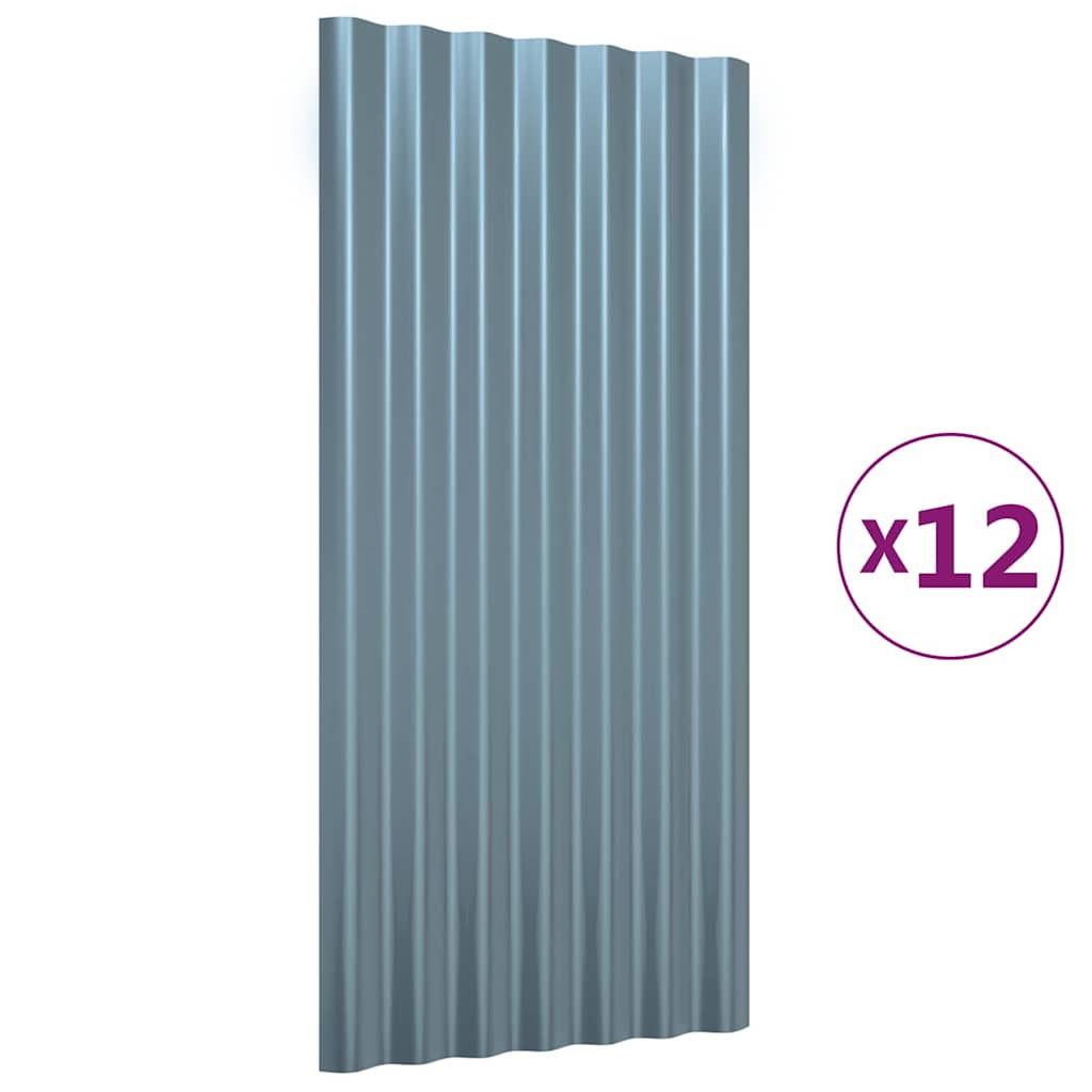 vidaXL Střešní panely 12 ks pozinkovaná ocel šedé 80 x 36 cm