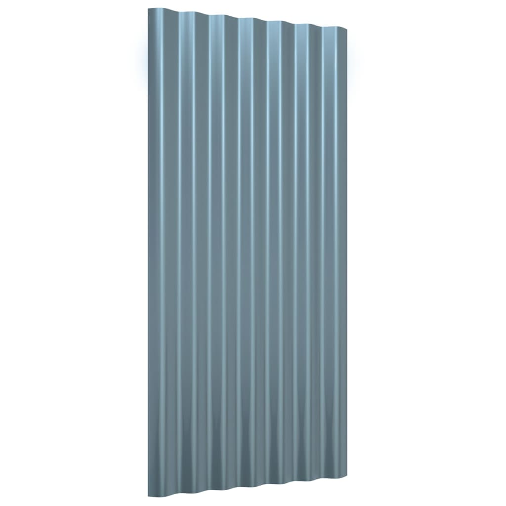 vidaXL Dakpanelen 12 st 80x36 cm gepoedercoat staal grijs afbeelding