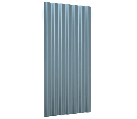 vidaXL Dachpaneele 12 Stk. Pulverbeschichteter Stahl Grau 80x36 cm