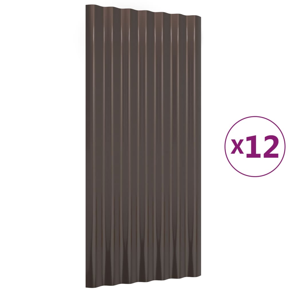 vidaXL Dakpanelen 12 st 80x36 cm gepoedercoat staal bruin