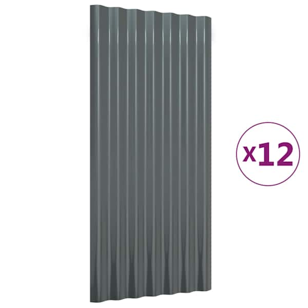 vidaXL katusepaneelid 36 tk, galvaniseeritud teras, hall, 80 x 36cm