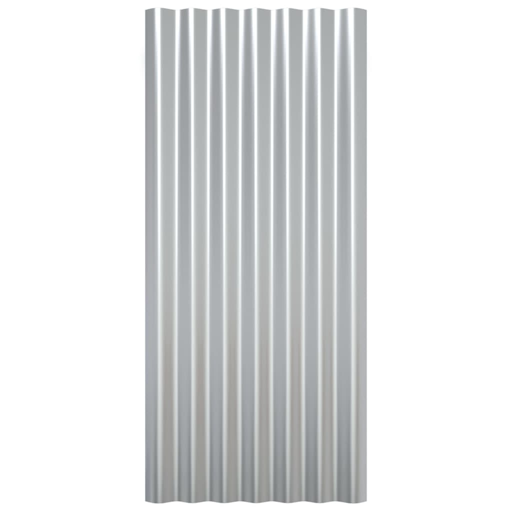 Střešní panely 12 ks práškově lakovaná ocel stříbrné 80 x 36 cm