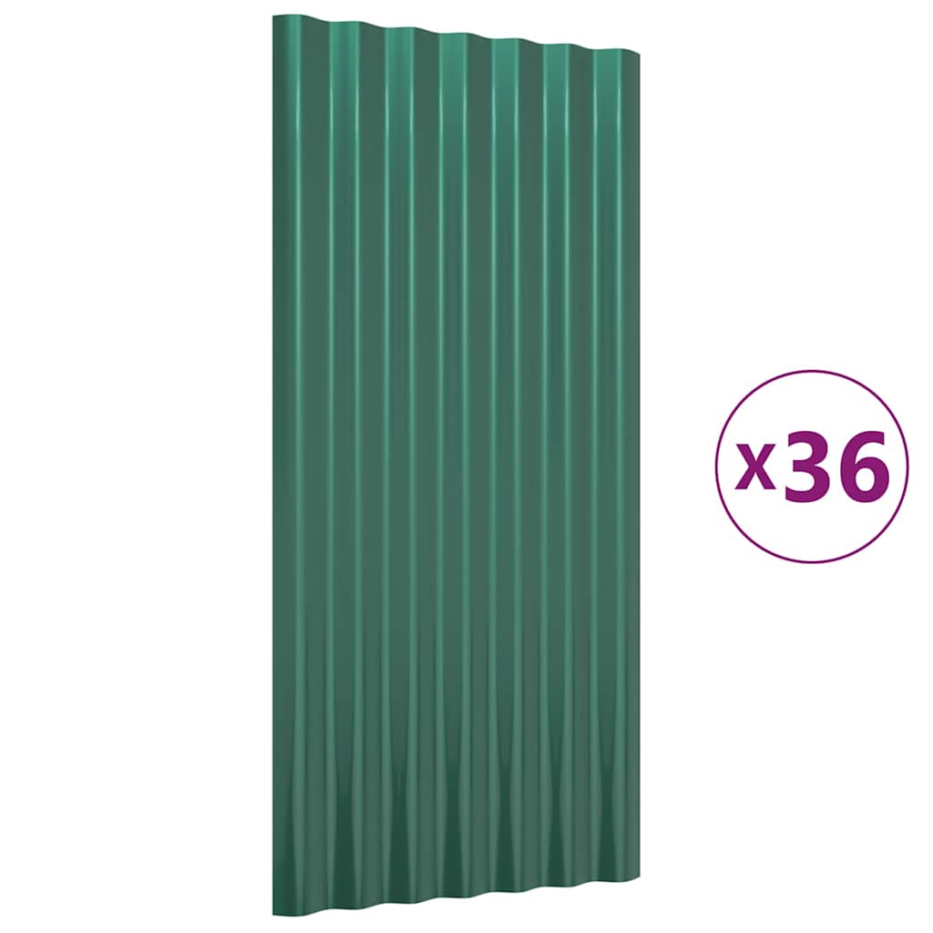 vidaXL Střešní panely 36 ks pozinkovaná ocel zelené 80 x 36 cm