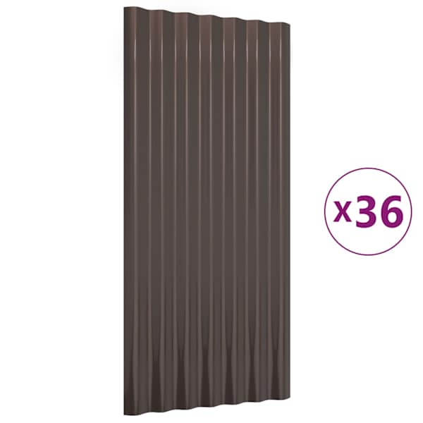 vidaXL katusepaneelid 36 tk, galvaniseeritud teras, pruun, 80 x 36 cm