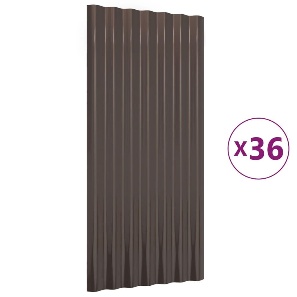 vidaXL Dakpanelen 36 st 80x36 cm gepoedercoat staal bruin