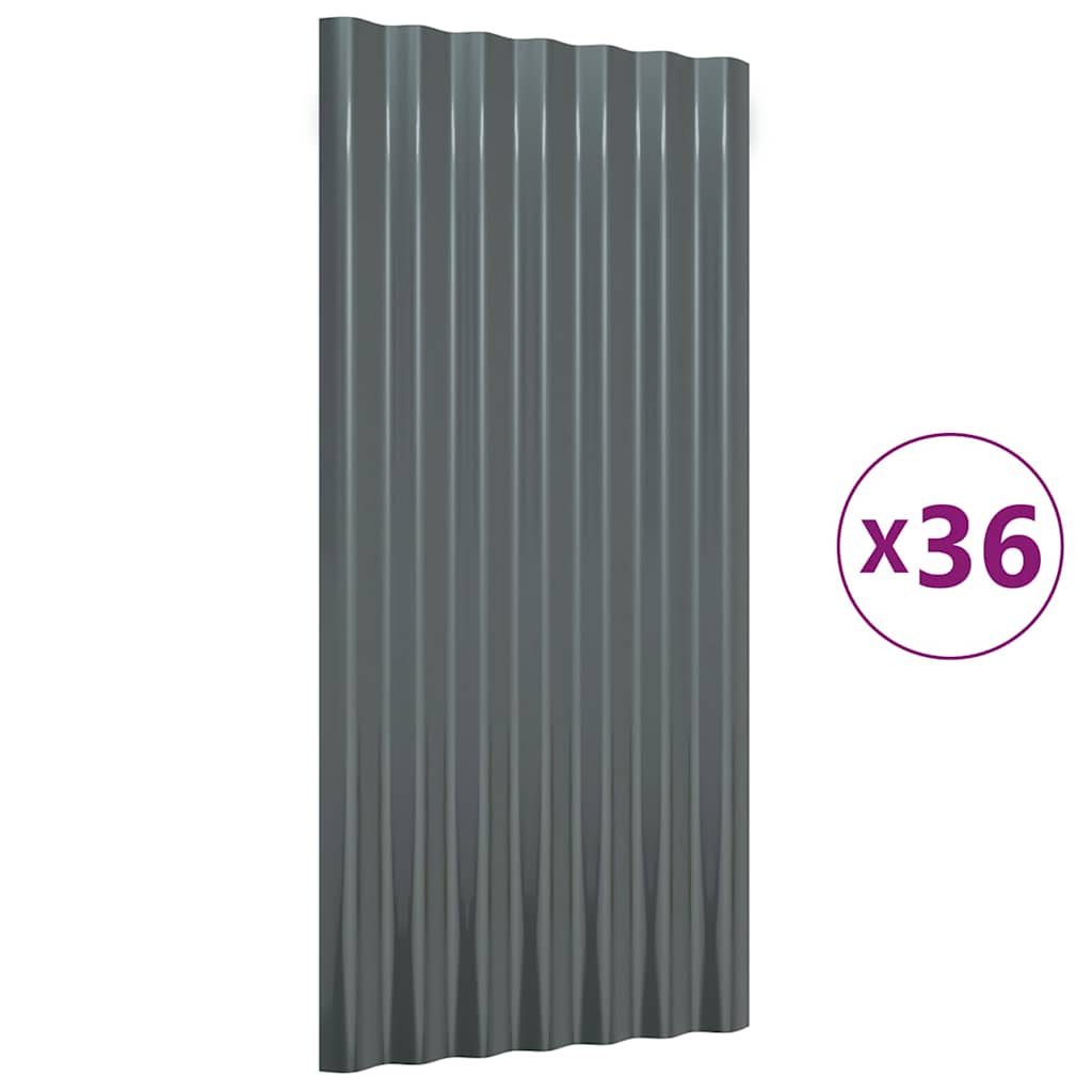 vidaXL Střešní panely 36 ks pozinkovaná ocel antracit 80 x 36 cm