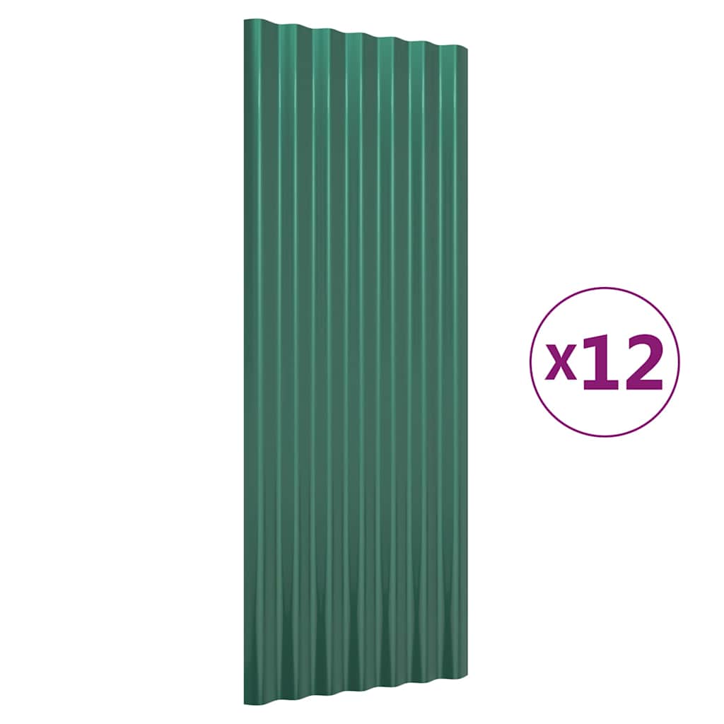 vidaXL Střešní panely 12 ks pozinkovaná ocel zelené 100 x 36 cm