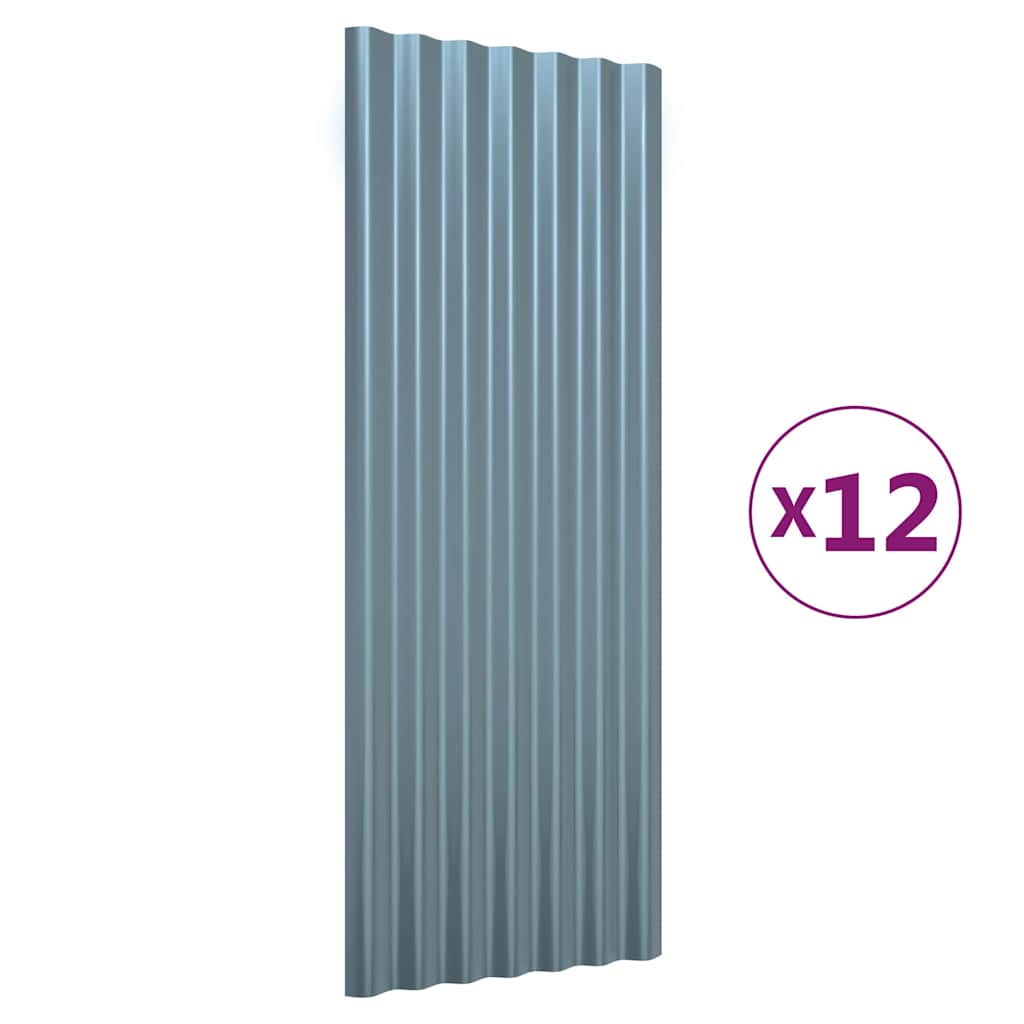 vidaXL Střešní panely 12 ks pozinkovaná ocel šedé 100 x 36 cm