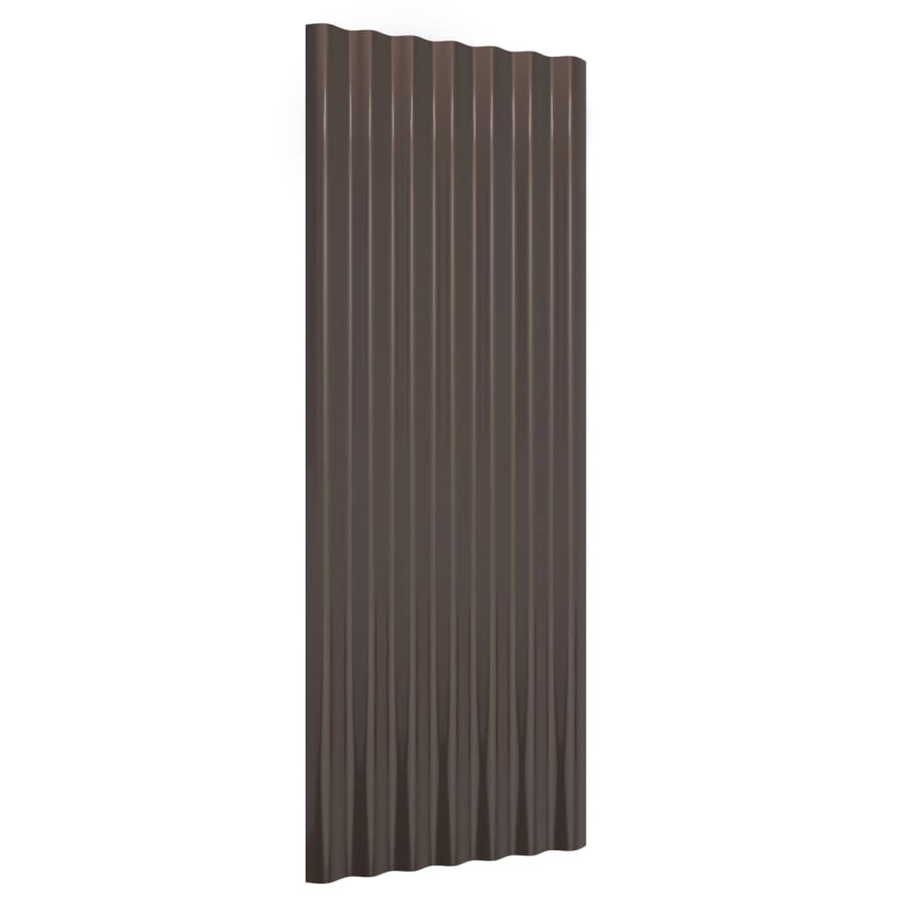  Strešné panely 12 ks práškovaná oceľ hnedé 100x36 cm
