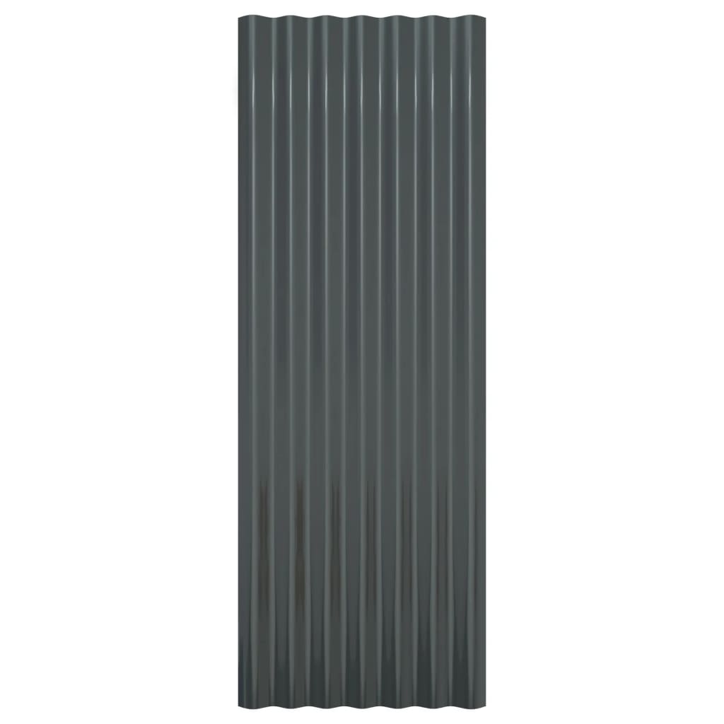 Střešní panely 12 ks práškově lakovaná ocel antracit 100x36 cm