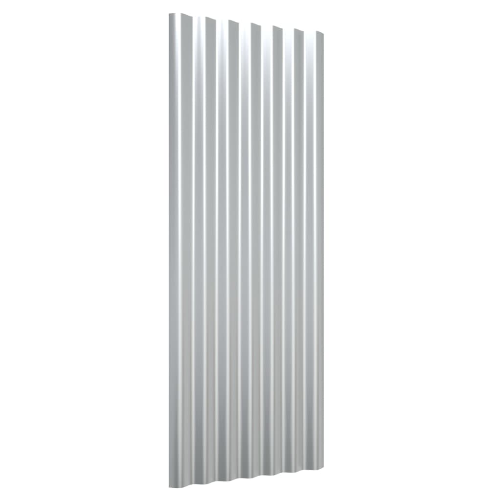 vidaXL Dakpanelen 12 st 100x36 cm gepoedercoat staal zilverkleurig afbeelding