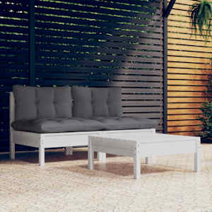 Vrtna sedežna garnitura 3-delna z antracit blazinami borovina