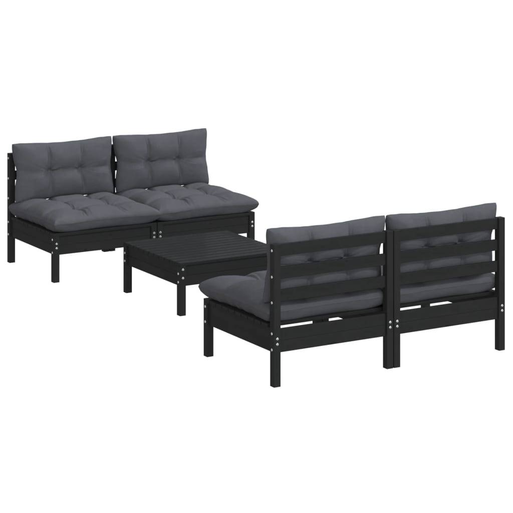

vidaXL 5-delige Loungeset met antracietkleurige kussens grenenhout