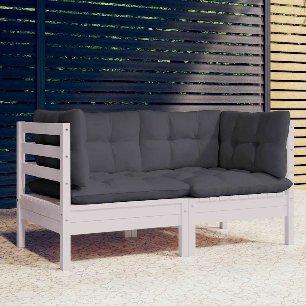 vidaXL 2-osobowa sofa ogrodowa z antracytowymi poduszkami, sosnowa
