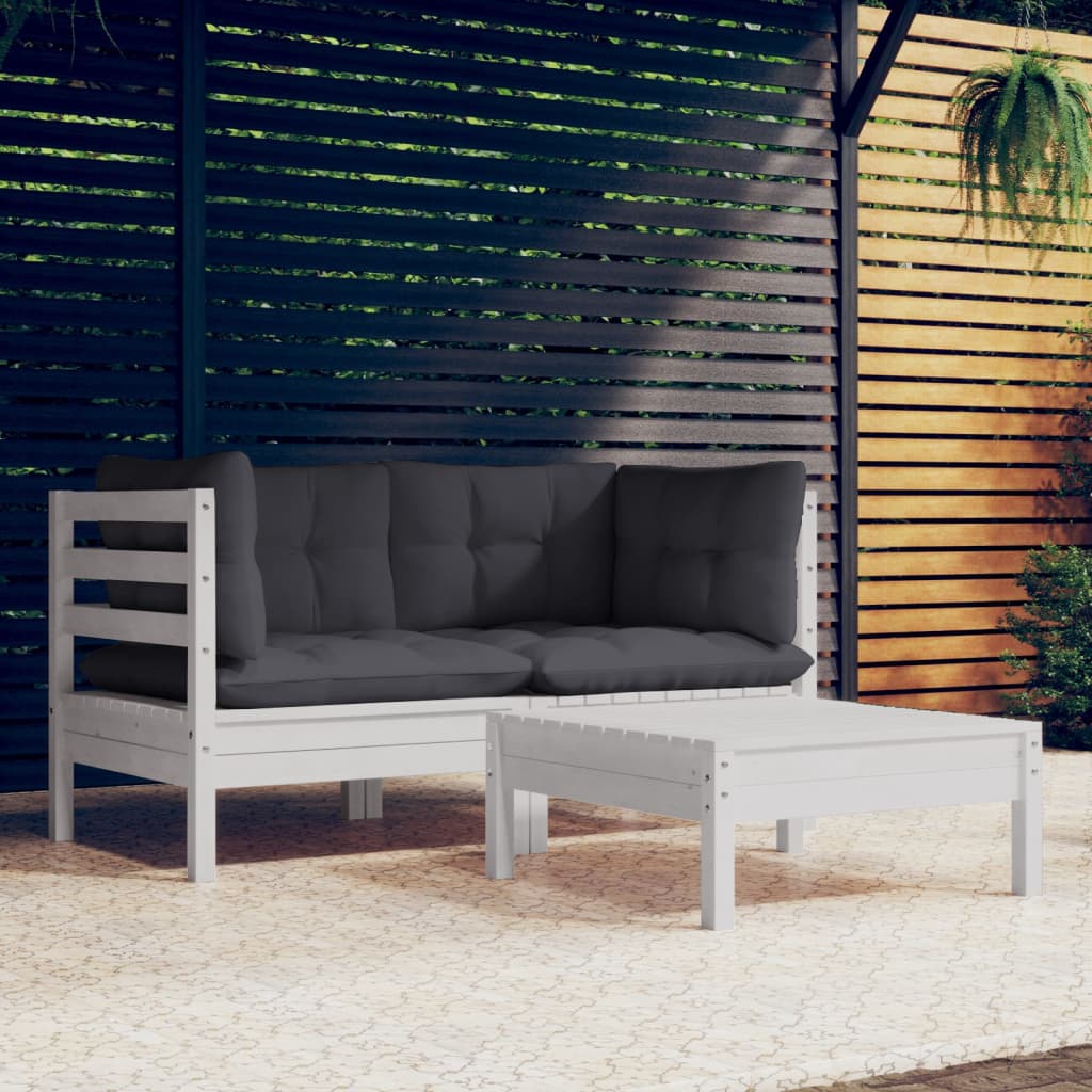 vidaXL 3-tlg. Garten-Lounge-Set mit Anthrazit Kissen Kiefernholz