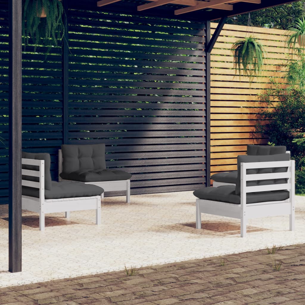 vidaXL 4-tlg. Garten-Lounge-Set mit Anthrazit Kissen Kiefernholz