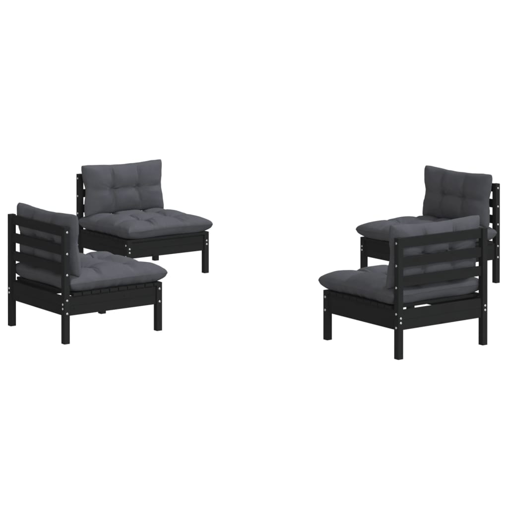 

vidaXL 4-delige Loungeset met antracietkleurige kussens grenenhout